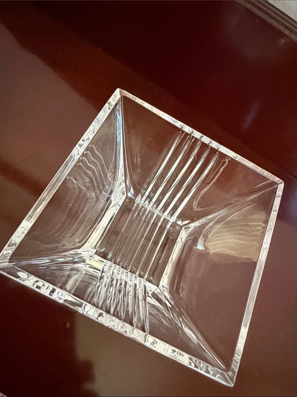 Tiffany & Co. Clear Crystal Square Serving Bowl